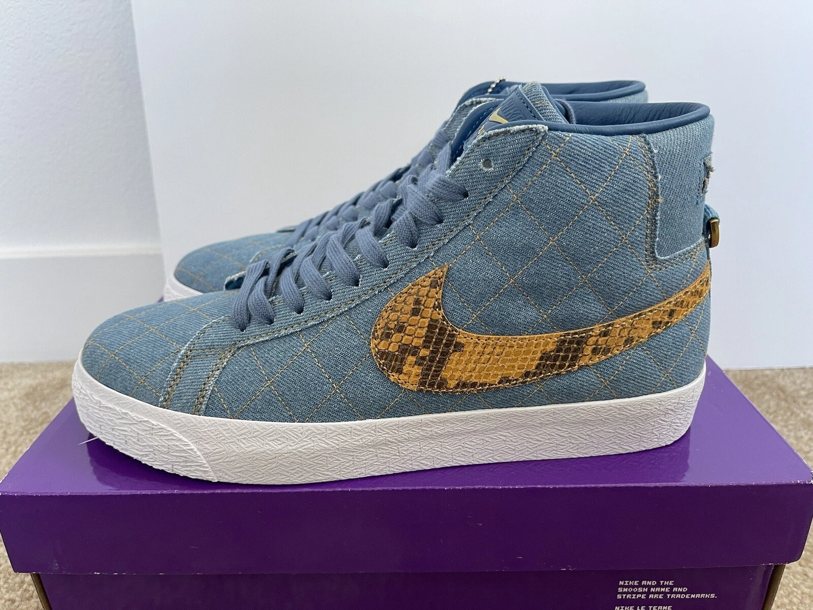 Neuf Nike SB Blazer Mid QS Supreme Denim taille 8,5 blanc cassé sacai dunk og