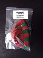 Vintage Baby Festive Hat - Red  Green - 100 Cotton