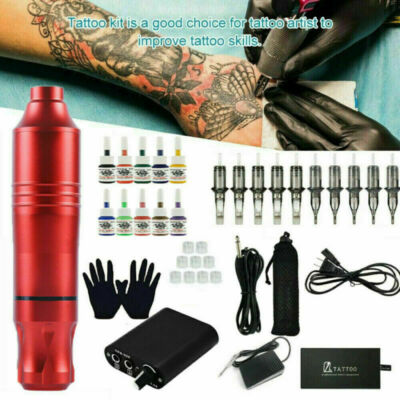 ペン型タトゥーマシンセット　Pen Tattoomachine Set Complete Set Rotary Tattoo Machine Pen Kit Cartridge for