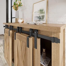 6 FT Mini Cabinet Bypass Sliding Barn Door Hardware Track Kit for 4 Door,Easy In