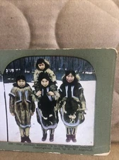Vintage 1898 Eskimo Alaskan Sisters Klondike Stereoview Photo