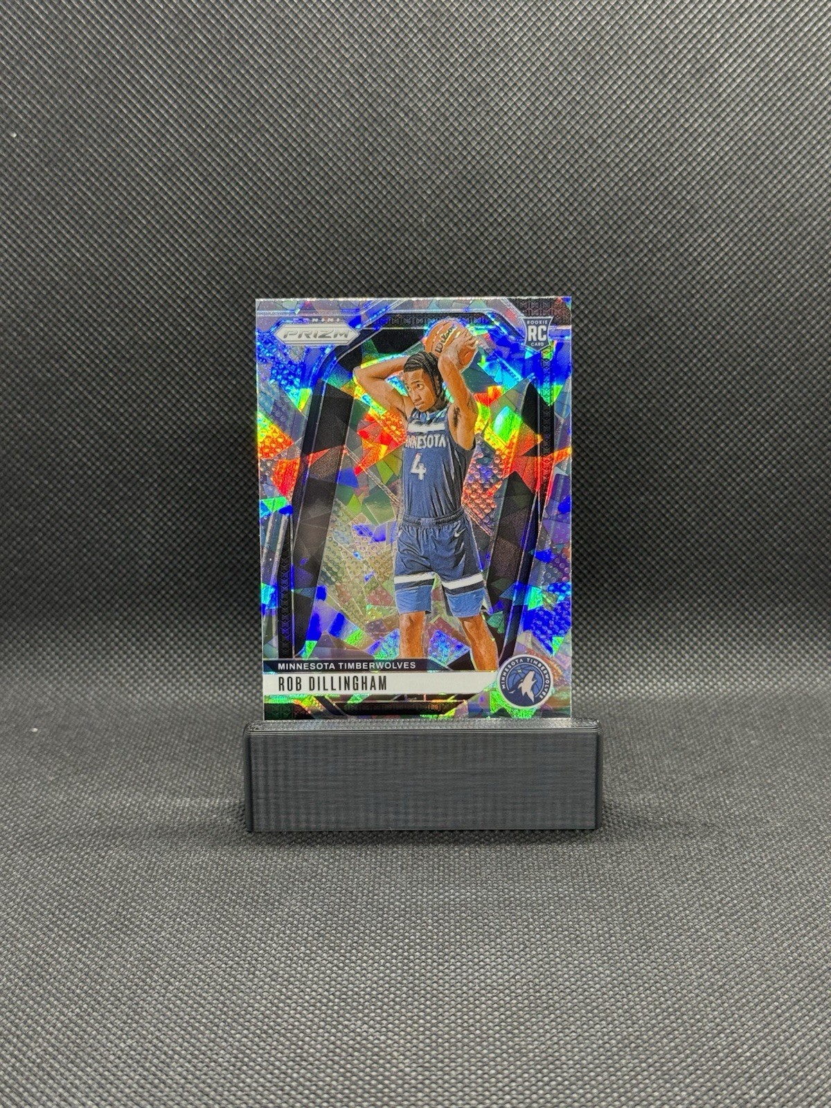 2024 Panini Prizm Rob Dillingham Cracked Ice Silver Prizm #250 (RC) Timberwolves