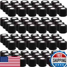 BQTQ 96 Rolls Self Adhesive Bandage Wrap Tape 2 Inch Black - 5 Yards Per Roll