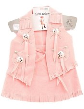 Little Outlaw Vest Skirt Girls Cowgirl Suede Costume Pink 5083430