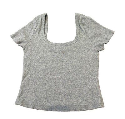 Universal Thread Women's Gray Solid Knit Scoop Neck Short Sleeve T-Shirt M