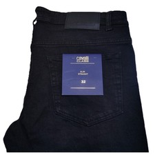 New Roberto Cavalli Class Black Denim Jeans Slim Straight Size 32 USA 35" x 31"