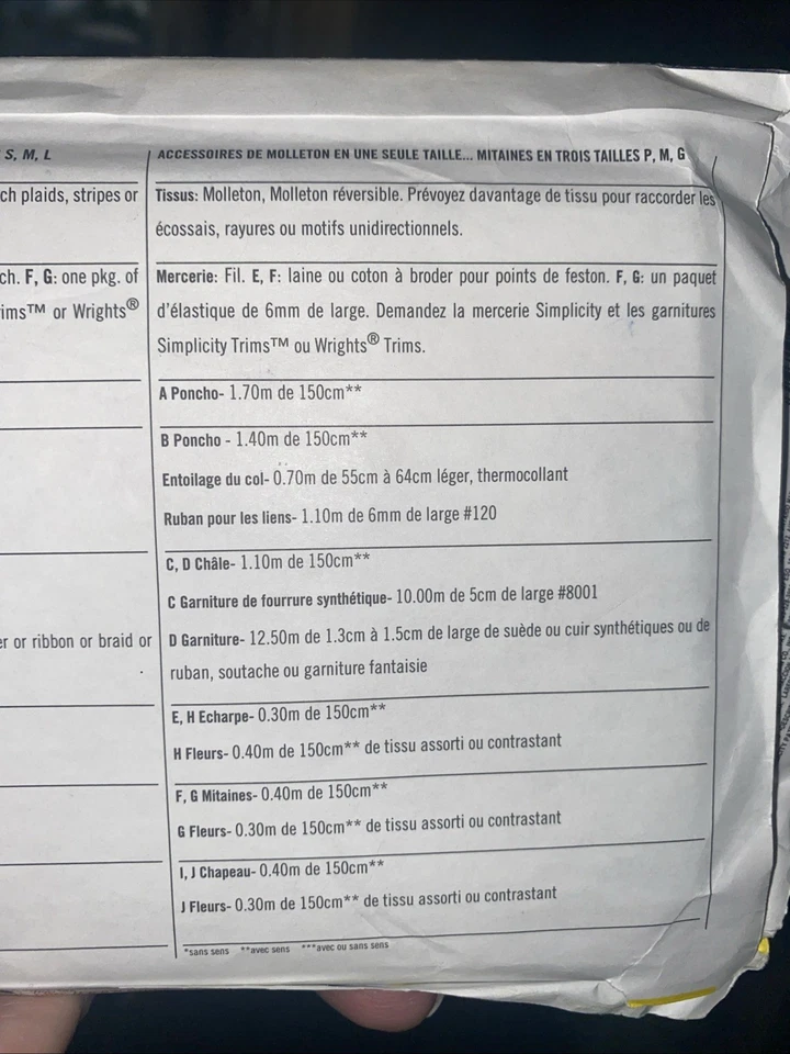 VTG Simplicity Sewing Pattern 5410 For Dummies Poncho, Wrap, Scarf, Mittens, Hat - Image 3 of 3