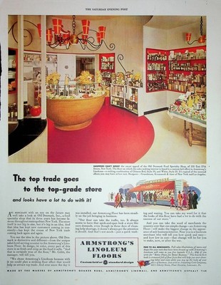 Original 1943 Vintage Print Ad: Armstrong's Linoleum Floors with Standard Design