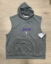 Lakers Team Issued Size 2XLT Sleeveless Hoodie Warm-Up Pro Cut Jersey Practice
