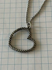 James Avery 925 Sterling Changeable Heart Charm Holder Necklace 18" Long