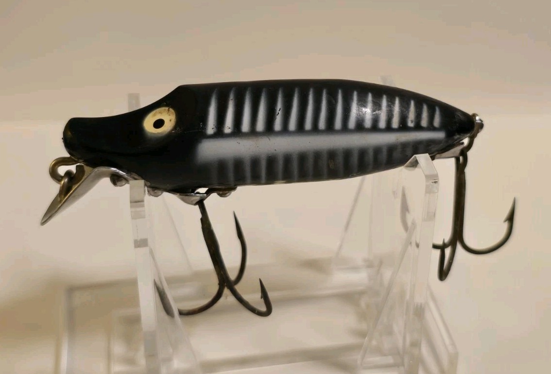 Leurre Vintage Heddon Spook Floater River Runt - Motif Black Skelton