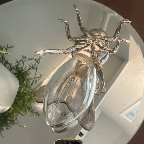 Vtg HONEY BEE GLASS JAR Silver Plate by Godinger- cute! - Picture 3 of 7