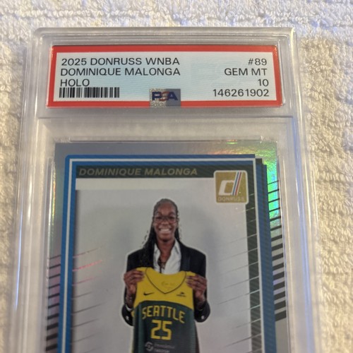 2025 PANINI DONRUSS WNBA 89 DOMINIQUE MALONGA HOLO PSa 10 Rated Rookie Storm  - Afbeelding 7 van 13