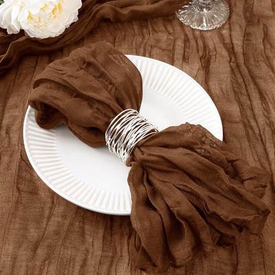 50 PCS Brown Tan Cheesecloth Marron Dinner Napkins Bulk Wedding 21x21 Inch
