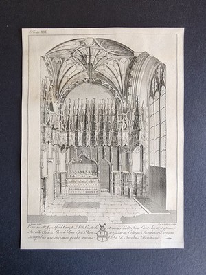 Antiker Druck von 1771 - Bischof Alcocks Kapelle in der Ely Kathedrale - Kupferstich