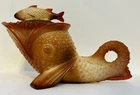Vintage Summit St. Clair Art Glass, Sawtooth Dolphin Lidded Dish, Chocolate READ