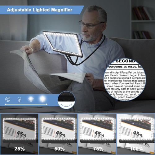 5X Hands Free Magnifying Glass with Light and Stand 43 Ultra-Bright LEDs, Pag... - Picture 4 of 9