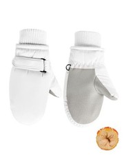 Winter Lined Fleece Toddler Mittens Waterproof S Fits 2-4 years Solid White