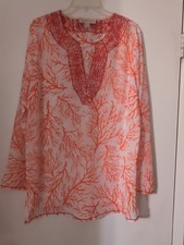 MICHAEL KORS BLUSA TÚNICA CORAL Y BLANCO - Estampado Ocean Coral TALLA XL