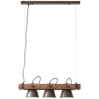 Brilliant Lampe, Decca Pendelleuchte 3Flg Schwarz Stahl, 3X A60, E27, 10W, Holz