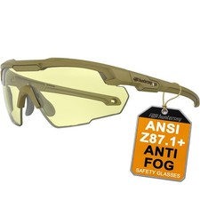 S57 Yellow Lens Ballistic Tactical Shooting Glasses ANSI Z87 UV400 Anti-Fog ...