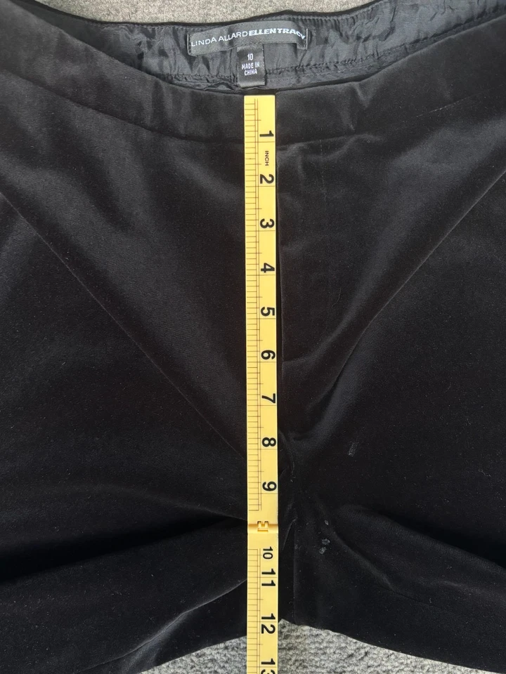 Женские бархатные брюки Linda Allard Ellen Tracy 8 цвет черный хлопок эластичные на молнии Fly - Изображение 4 из 4