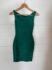 MISS SELFRIDGE PETITE SIZE 4 BODYCON MINI DRESS GREEN CLUBWEAR PARTY