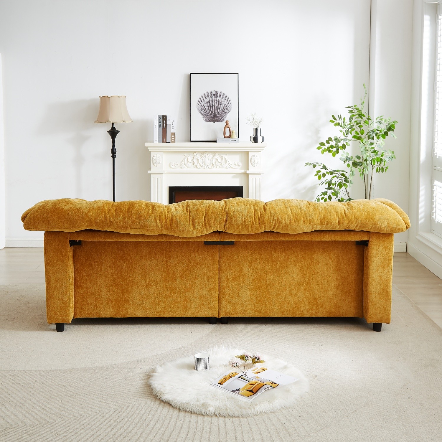 Modern Chenille Sofa 3 Seater Luxury Upholstered Couch with Solid Wood Frame