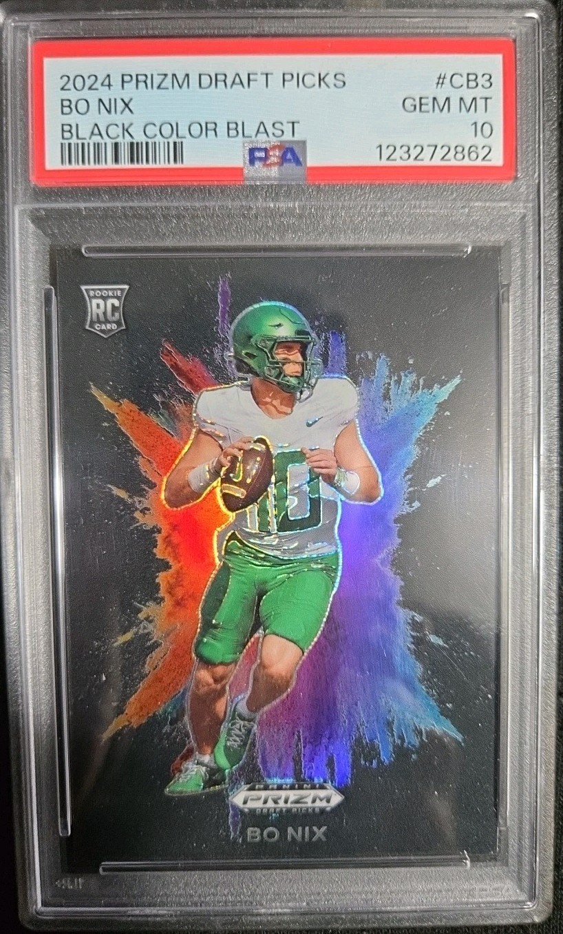 Bo Nix 2024 Panini Prizm Draft Picks Black Color Blast (RC) ROOKIE PSA 10 🔥🔥