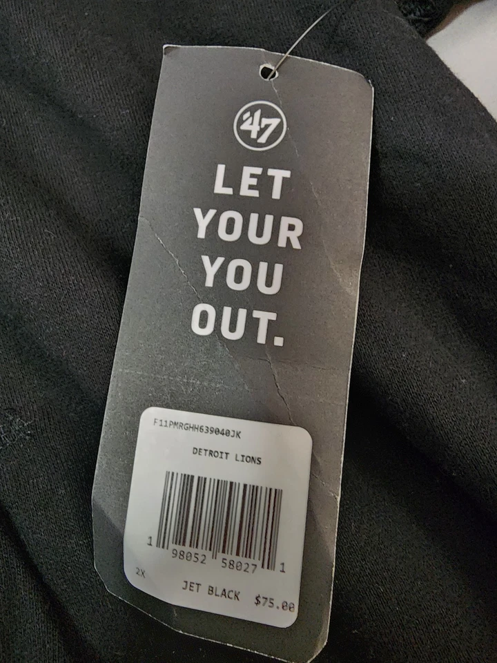 Pulôver com capuz masculino '47® 2XL Detroit Lions™ One Pride Headline em preto jato - Imagem 4 de 4