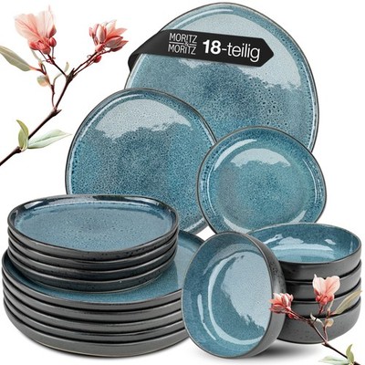 Moritz & Moritz ORGANIC reaktiv blau Geschirrset 18 tlg.
