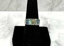 Sterling Silver Abalone Inlay Ring - 925 Thailand - Size 7.75