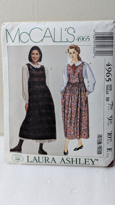 McCalls Laura Ashley 4965 Prairie Dress Sewing Pattern Size 10 Vtg Cottagecore