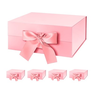 HAPPY POTATO 5 Pink Valentine Gift Boxes 9x6.5x3.8'' w/ Ribbon