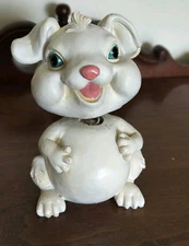 Dolgen Corp Vintage White Dog With Bobblehead