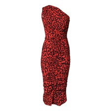 DOLCE & GABBANA Dress Red Leopard Print Nylon Sheath Midi IT50/US16/XXL 2930usd