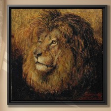 Lion Canvas Print Oil Painting Animal Wall Art Wildlife Decor Framed Artwork