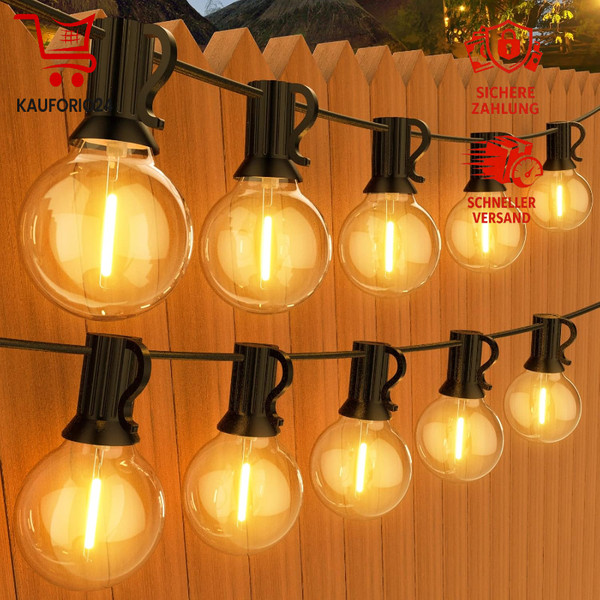 Led Lichterkette AußEn 45M Mit 75+2 WarmweißEn G40 GlüHbirnen IP45 Wasserdicht-image