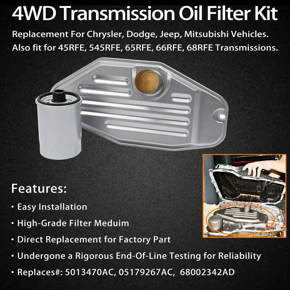 For Dodge Ram 1500 2500 3500 45RFE 545RFE 65RFE 66RFE 68 Transmission Filter Kit Foto 2 de 4