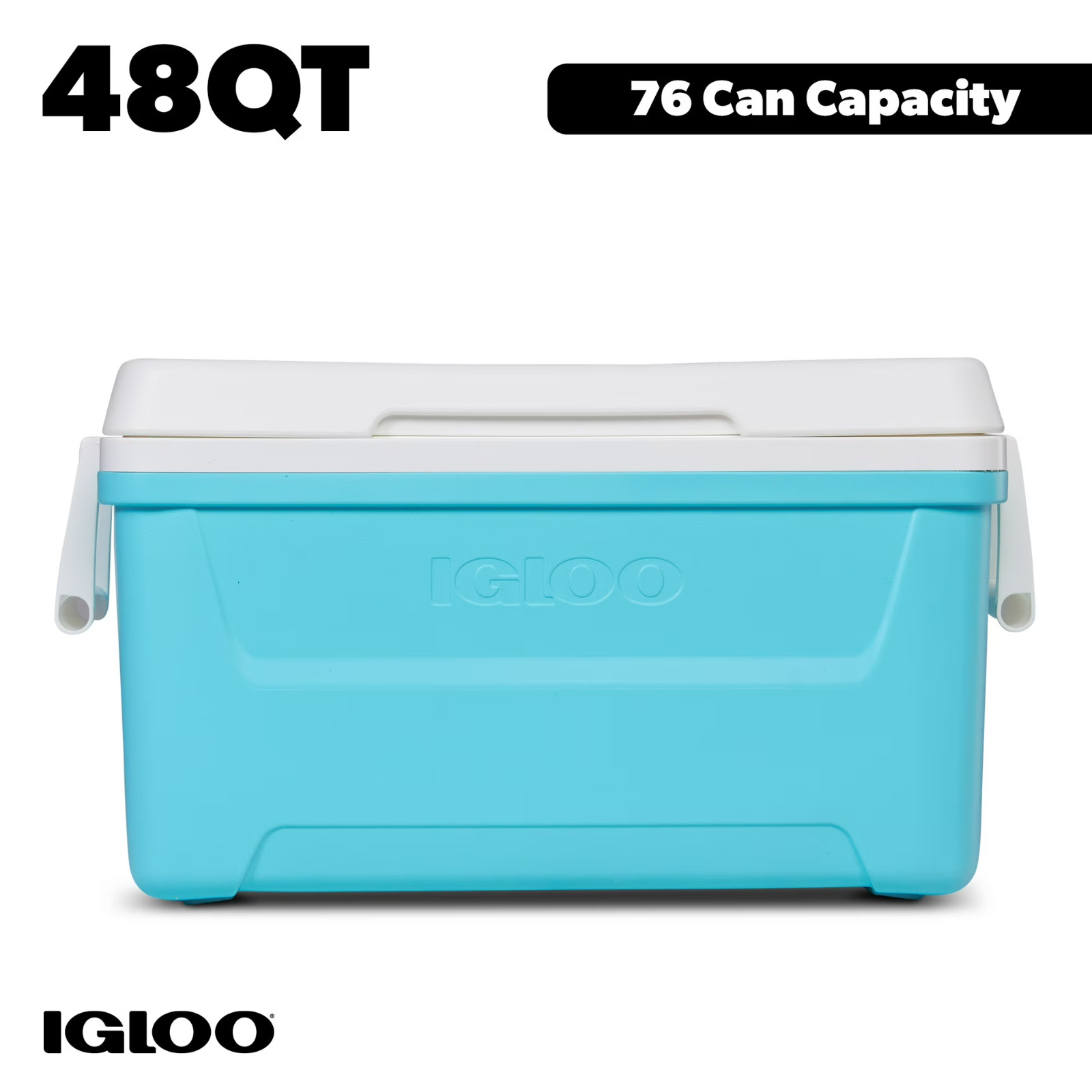 Igloo 48 QT Laguna Hard Sided Ice Chest Cooler, Aqua Blue and White