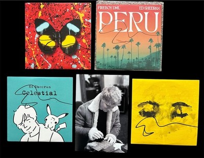 Ed Sheeran - Konvolut 4 x HANDSIGNIERTE CD Singles PERU CELESTIAL EYES SHUT +1 *NEU 