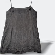 Zara Black Textured Viscose Slip Dress Square Neck Midi Spaghetti Strap Large