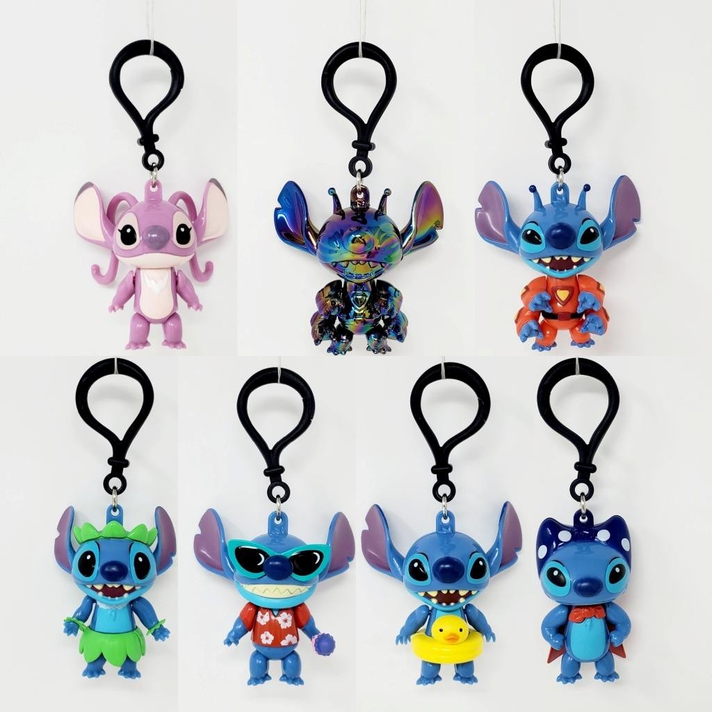 Disney Stitch Chibi In Motion - Complete Set of 7 Clips Includes RARE Iridescent