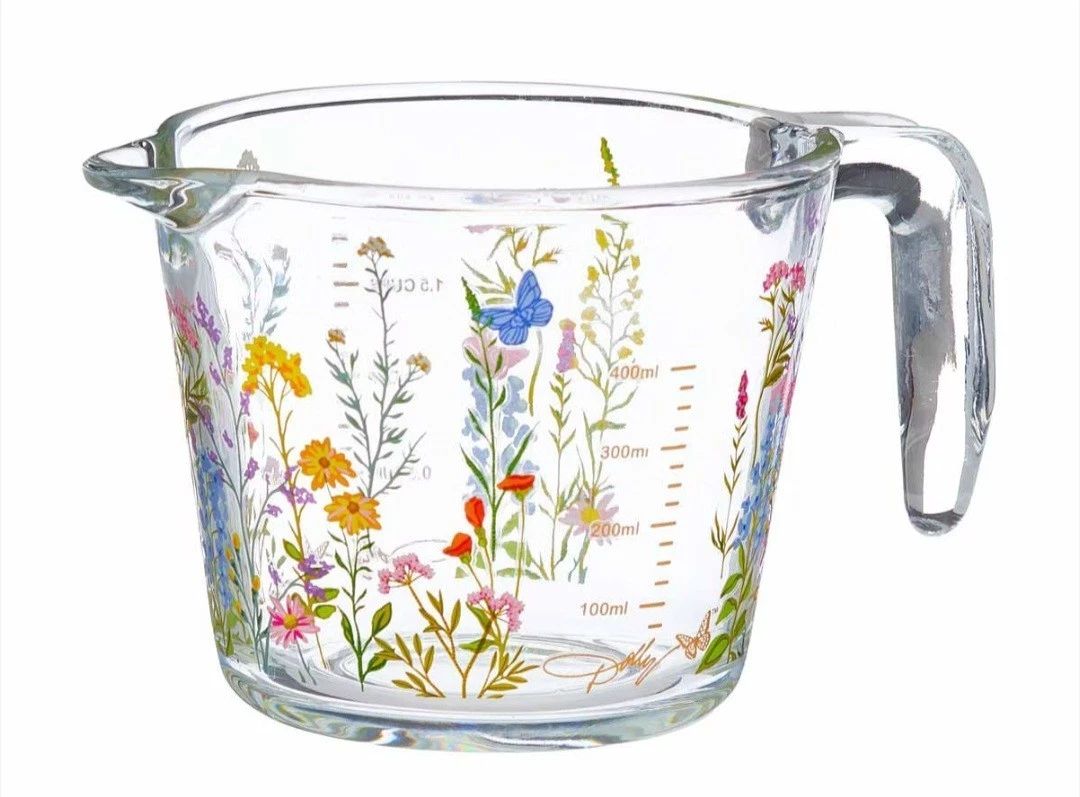 Dolly Parton New Spring Floral 🦋 2026 Glass Measuring Cup 💐 Beautiful!