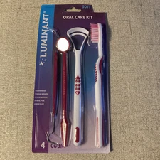 Luminant Soft Oral Care Kit Toothbrush Tongue Scraper Dental Mirror Dental Pick