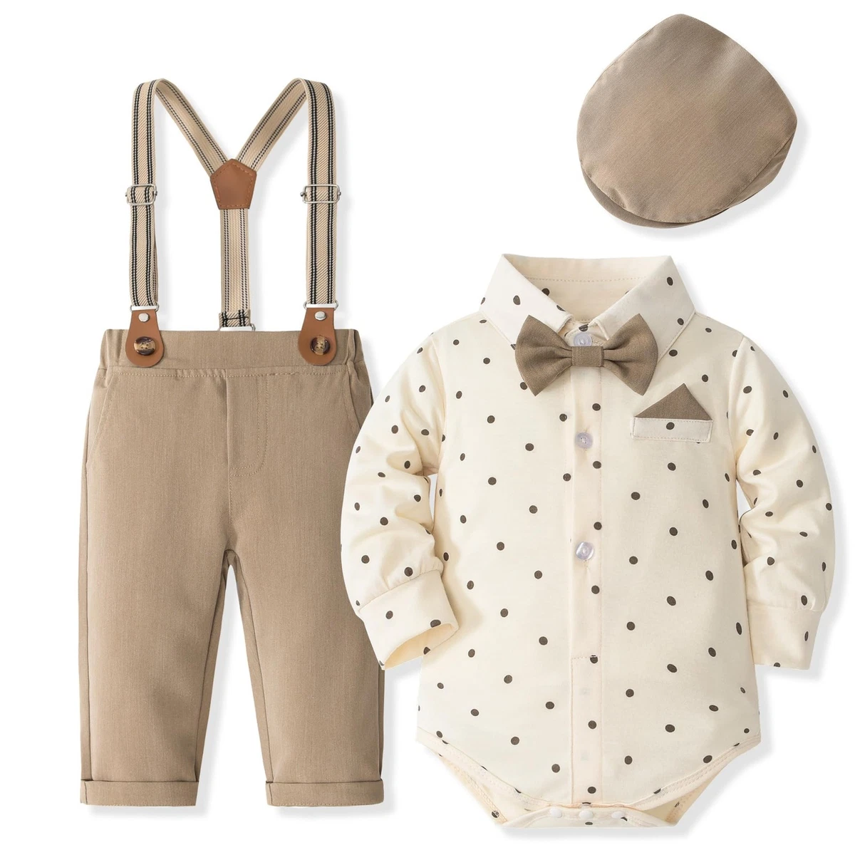 Fohuanky Baby Boy Formal Outfit Gentlemen Clothing Set Romper Shirt with Bow Tie