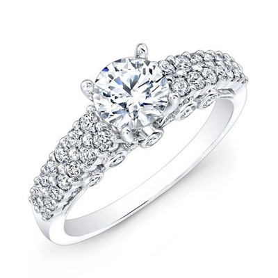 1.10 Ct Round Cut Real Moissanite Beautiful Wedding Ring 14K White Gold All Size