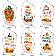 6 PCS 7.3 Inch Acrylic Halloween Trophy Awards Pumpkin Ghost Party Decor Prizes
