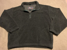 Field & Stream XLarge Deep Pile Fleece Jacket Hunter Green Made In USA 1/4-Zip