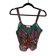 Victorias Secret Gold Label 2 Piece Sleep Satin Lace Cropped Cami Top Set VTG